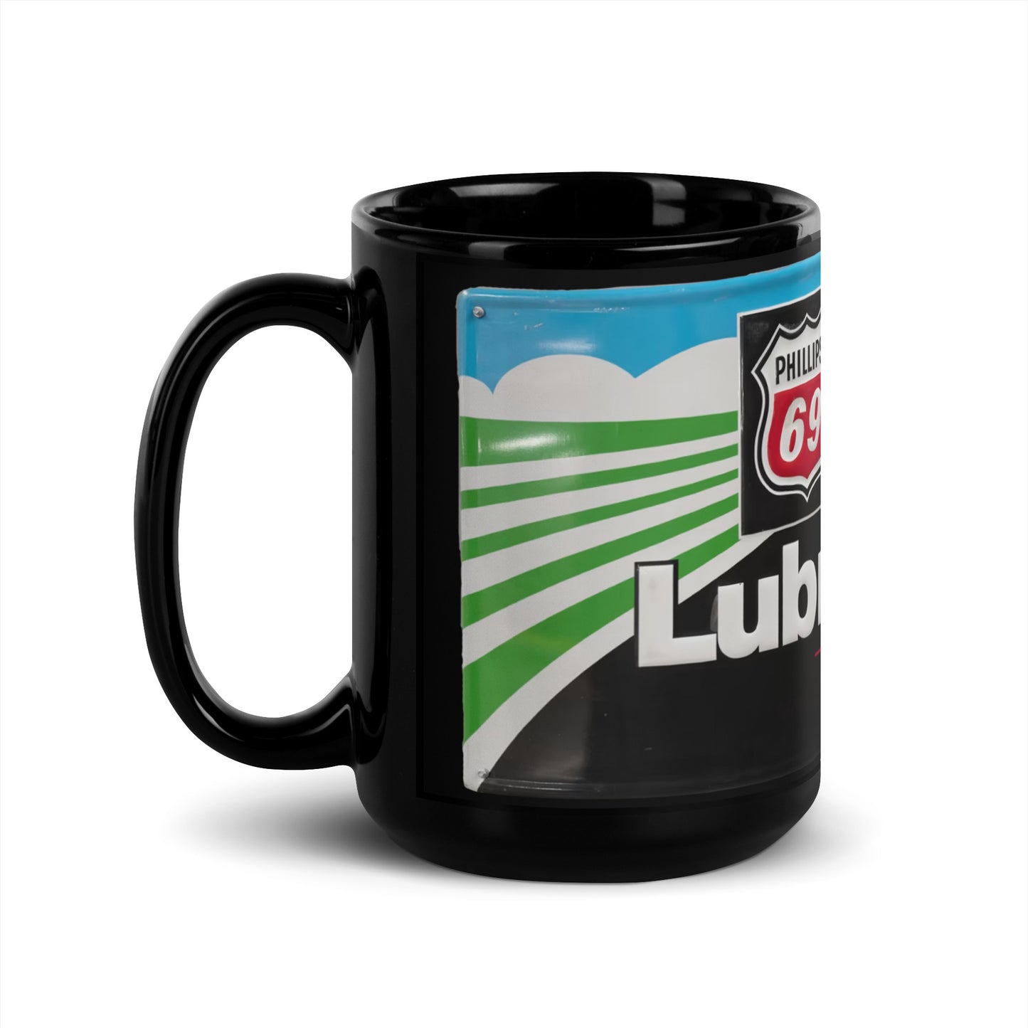 Phillips 69 License Plate Style Black Glossy Mug