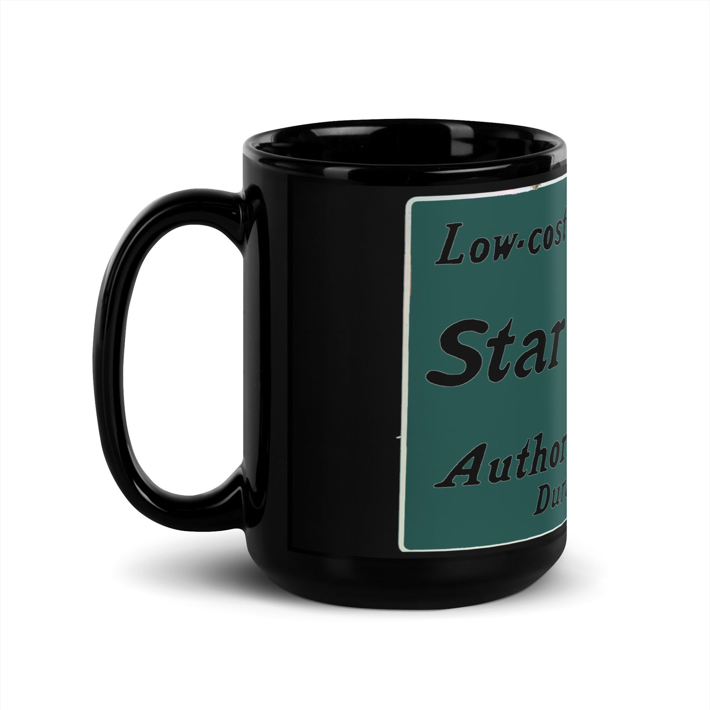 Retro Star Cars Porcelin Style Painted Black Glossy Mug