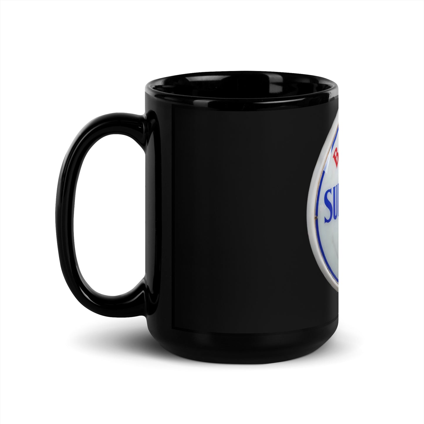 Retro Super Gas Globe Style Black Glossy Mug