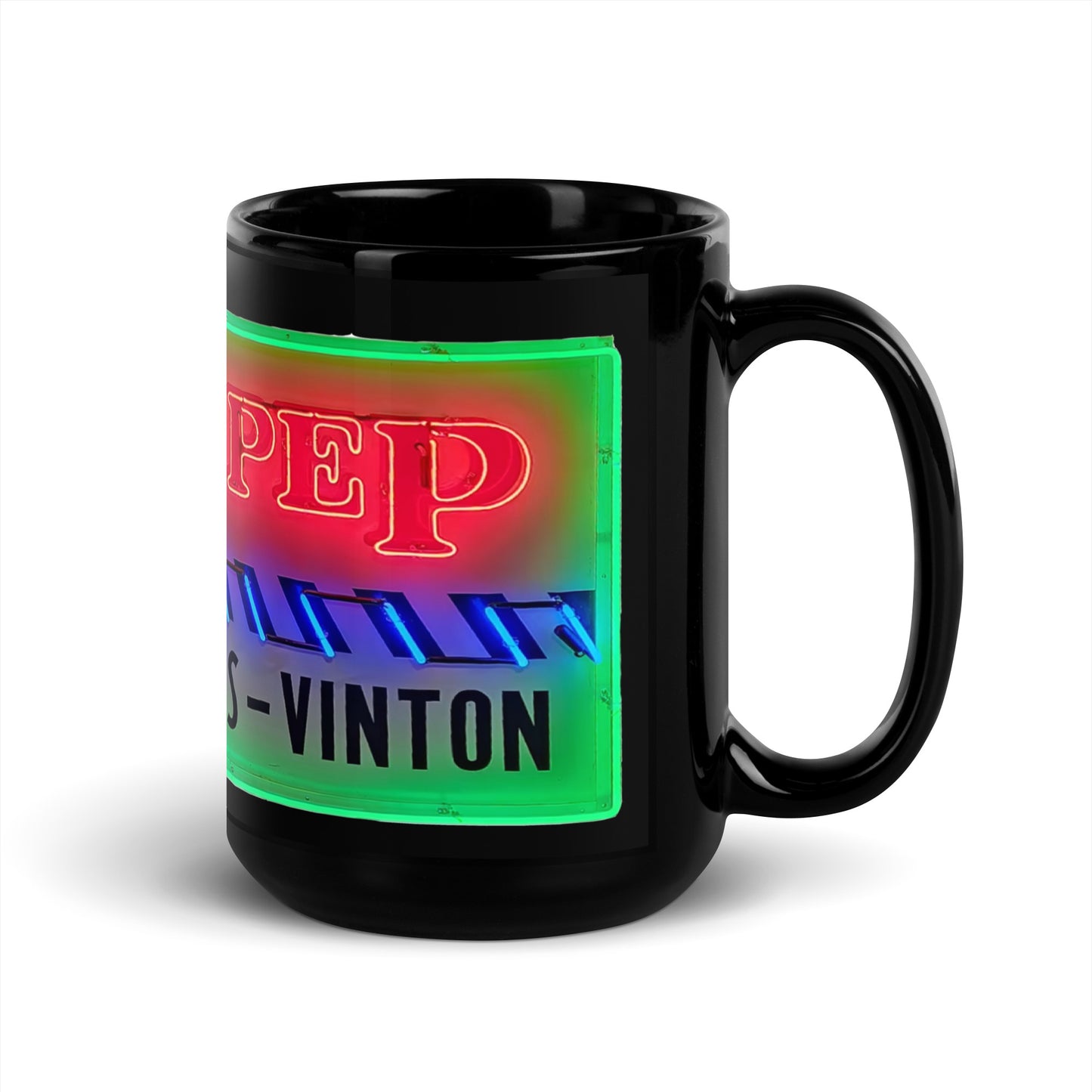 Vintage Racing Sign Neon Style Black Glossy Mug