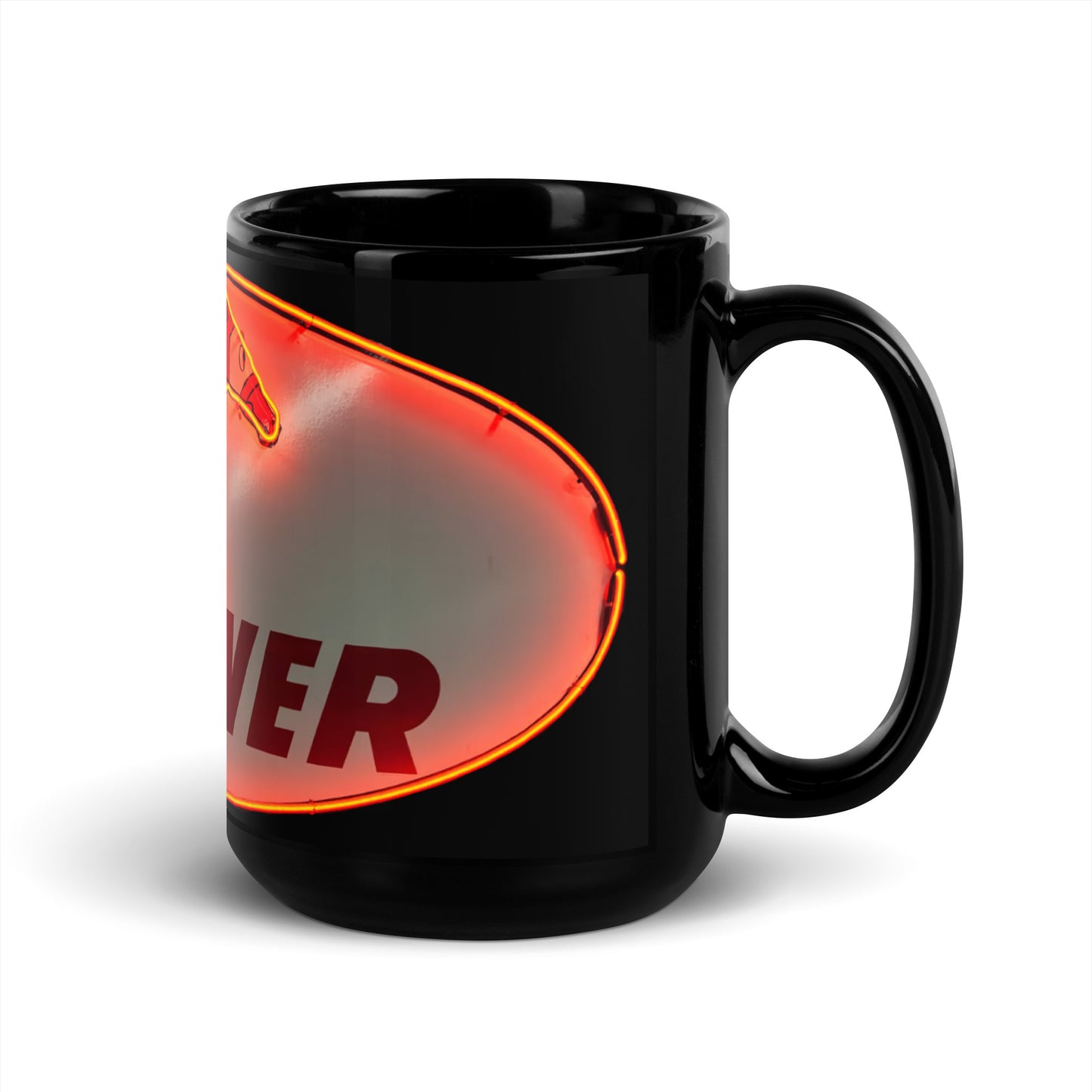 Retro Neon Sign PowerBlack Glossy Mug
