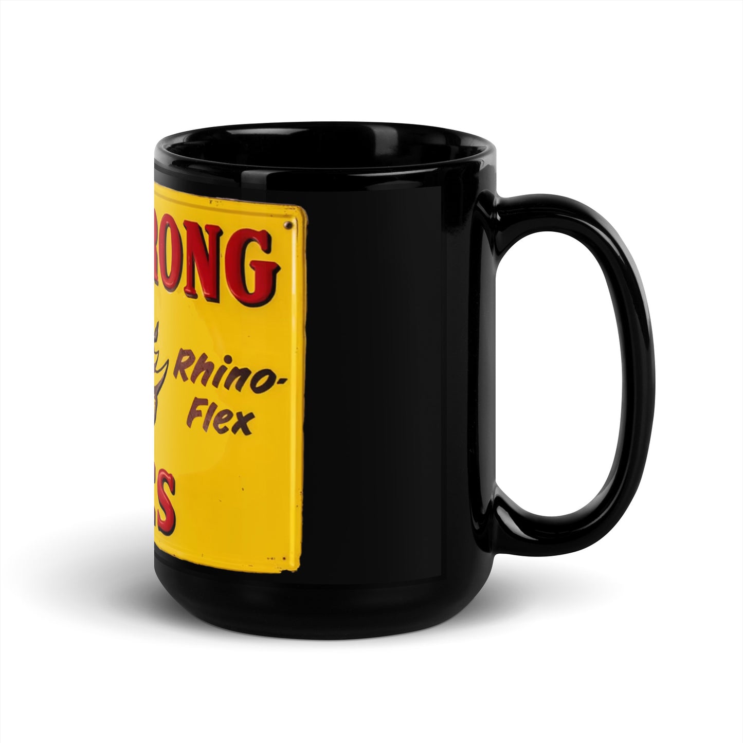 Retro Rhino Tire Sign Tin Style Black Glossy Mug