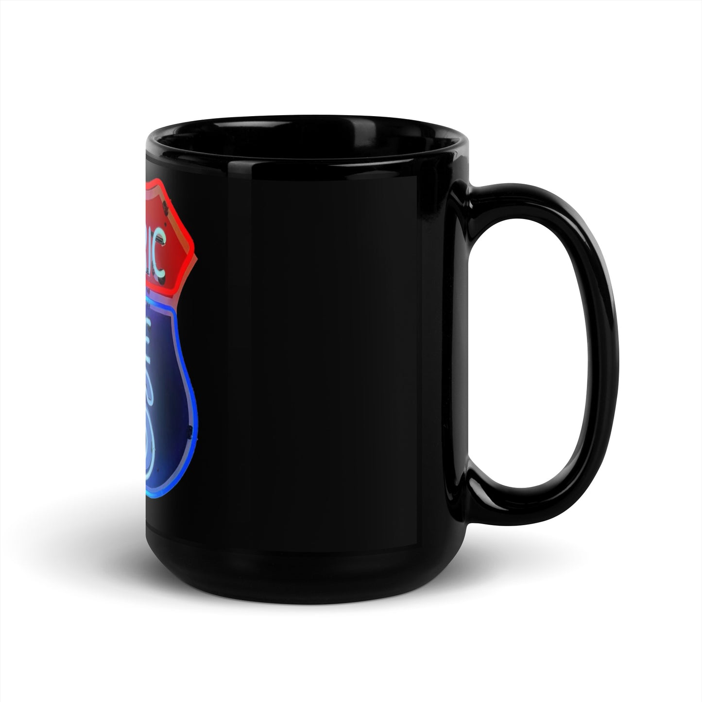 Vintage Route 66 Neon Style Black Glossy Mug