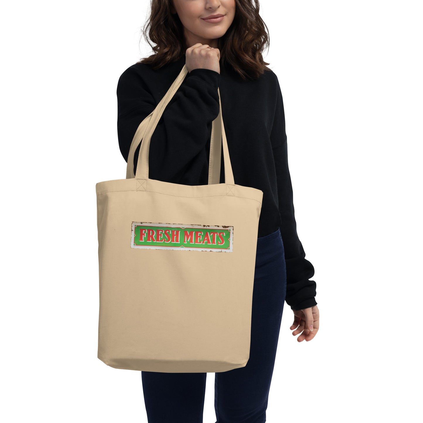 Vintage Fresh Meat Sign Porcelain Style Eco Tote Bag