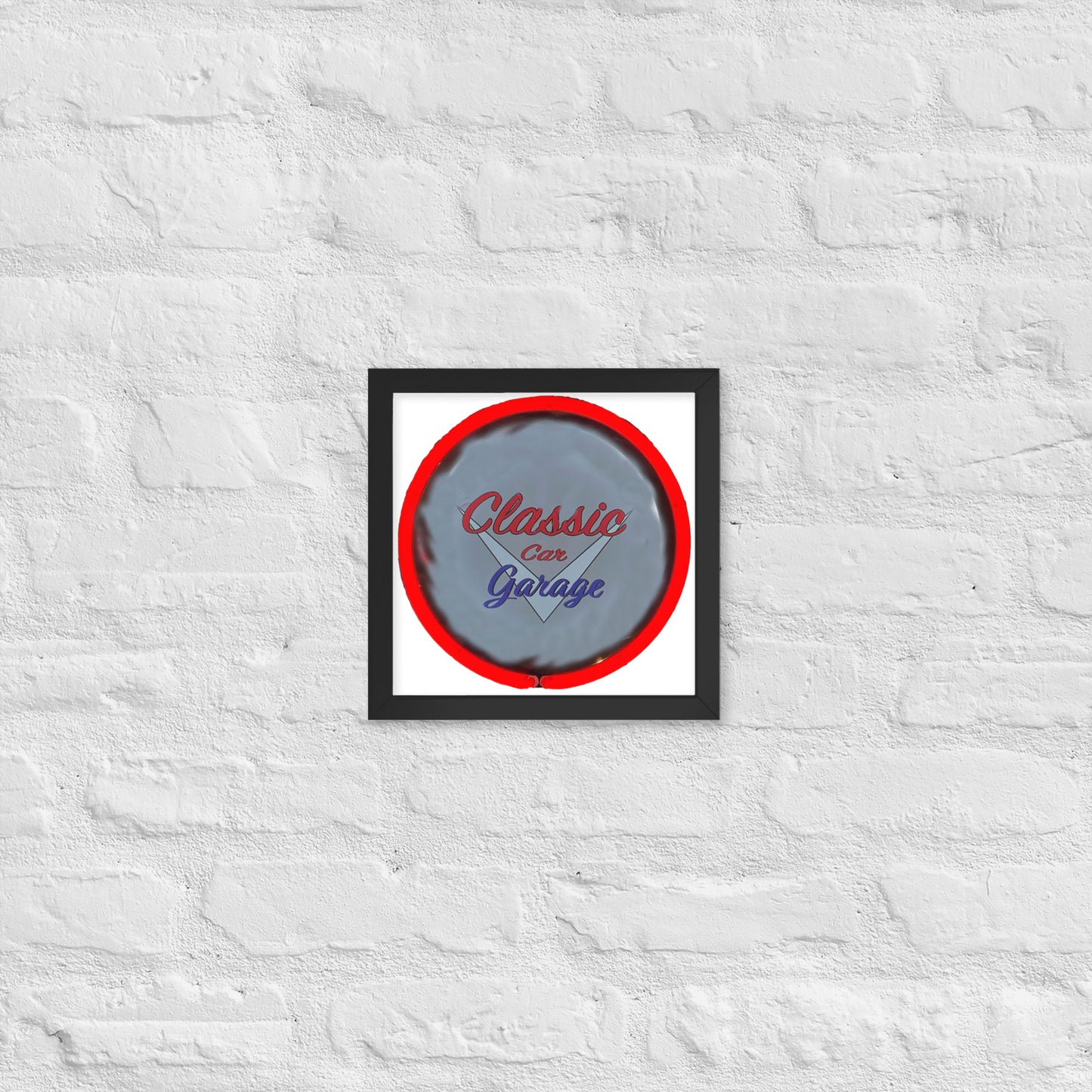 Classic Car Garage Neon Graffiti Style Framed poster