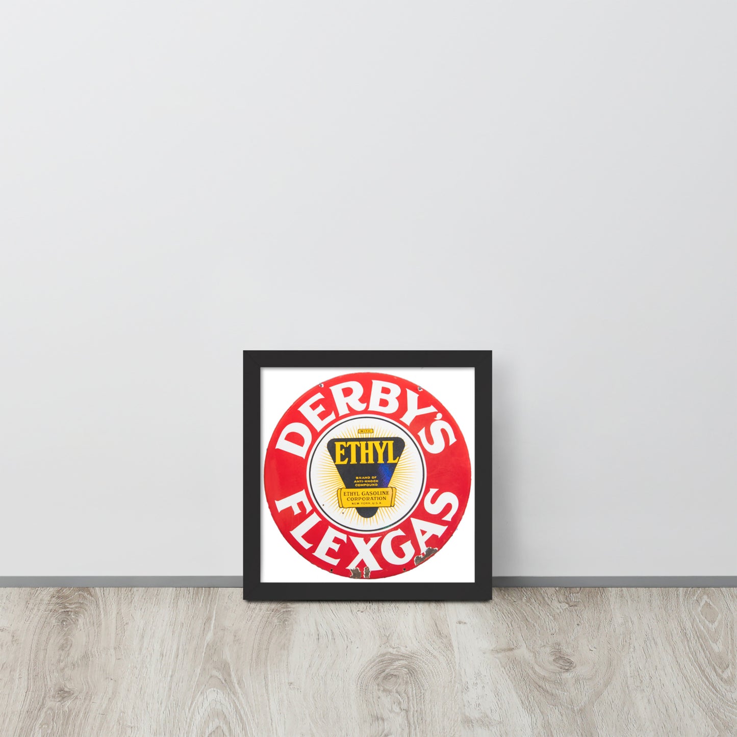 Vintage Derby Gas Tin Painted Design Framed poster
