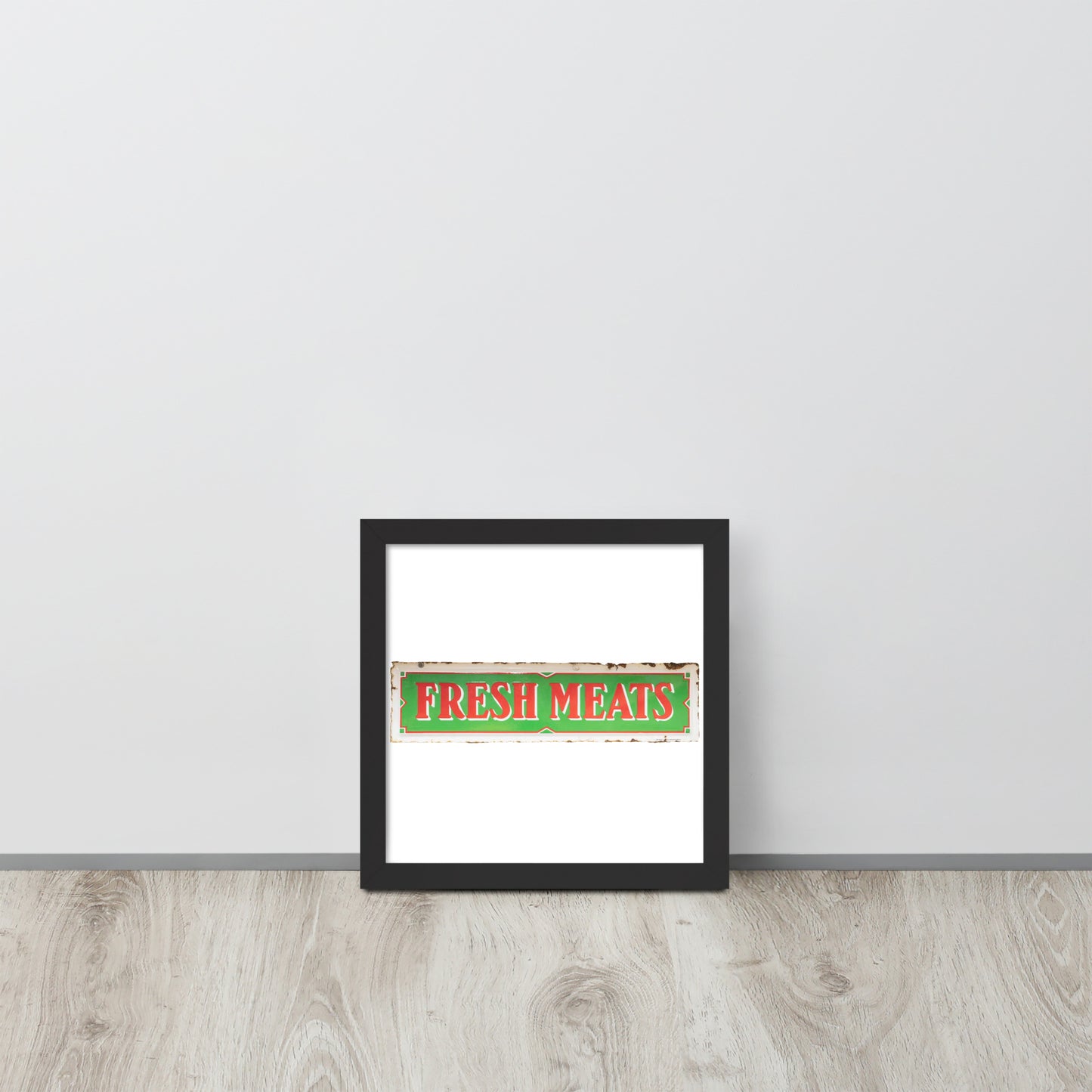 Vintage Fresh Meat Sign Porcelain Style Framed poster