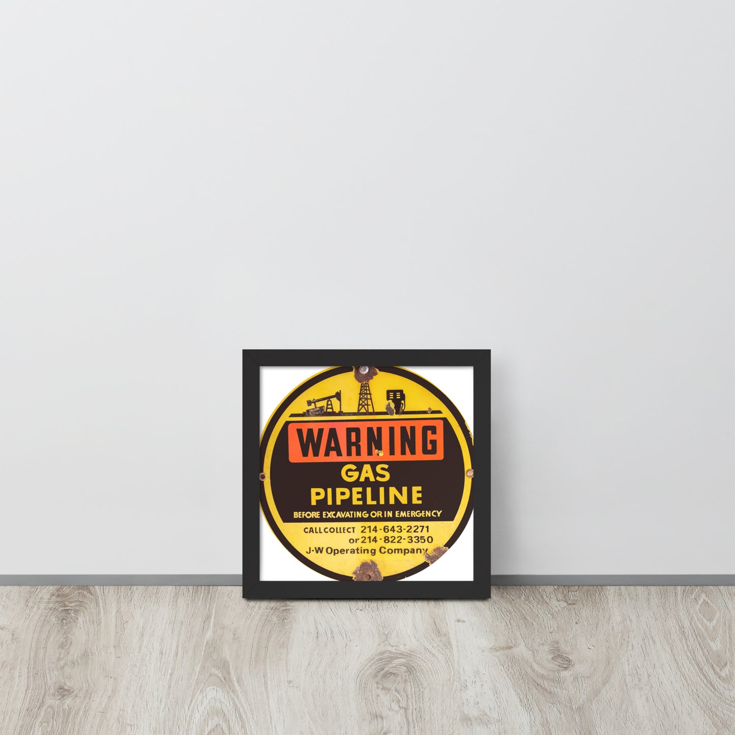 Retro Gas Warning Sign Tin Framed poster