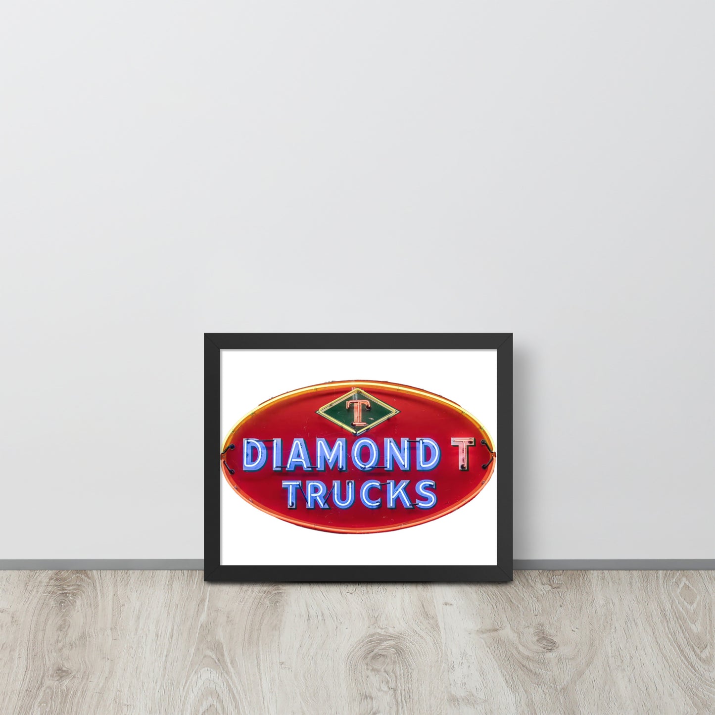 Diamond Trucks Retro Neon Sign Style Framed poster