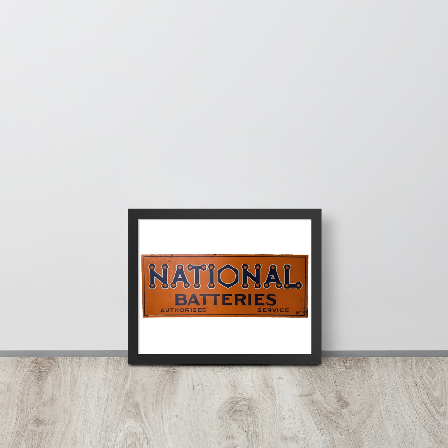 Retro National Battery Sign Patina Style Framed poster