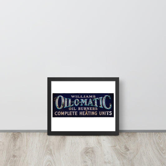 Vintage Oil O Matic Heating Neon Style Framed poster