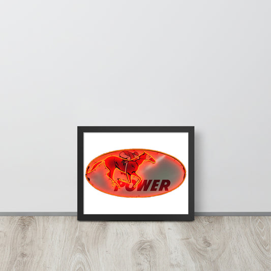 Retro Neon Sign Power Framed poster