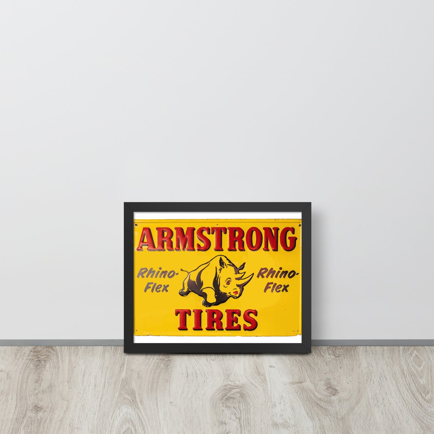 Retro Rhino Tire Sign Tin Style Framed poster