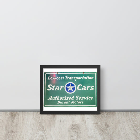 Retro Star Cars Porcelin Style Painted Framed poster