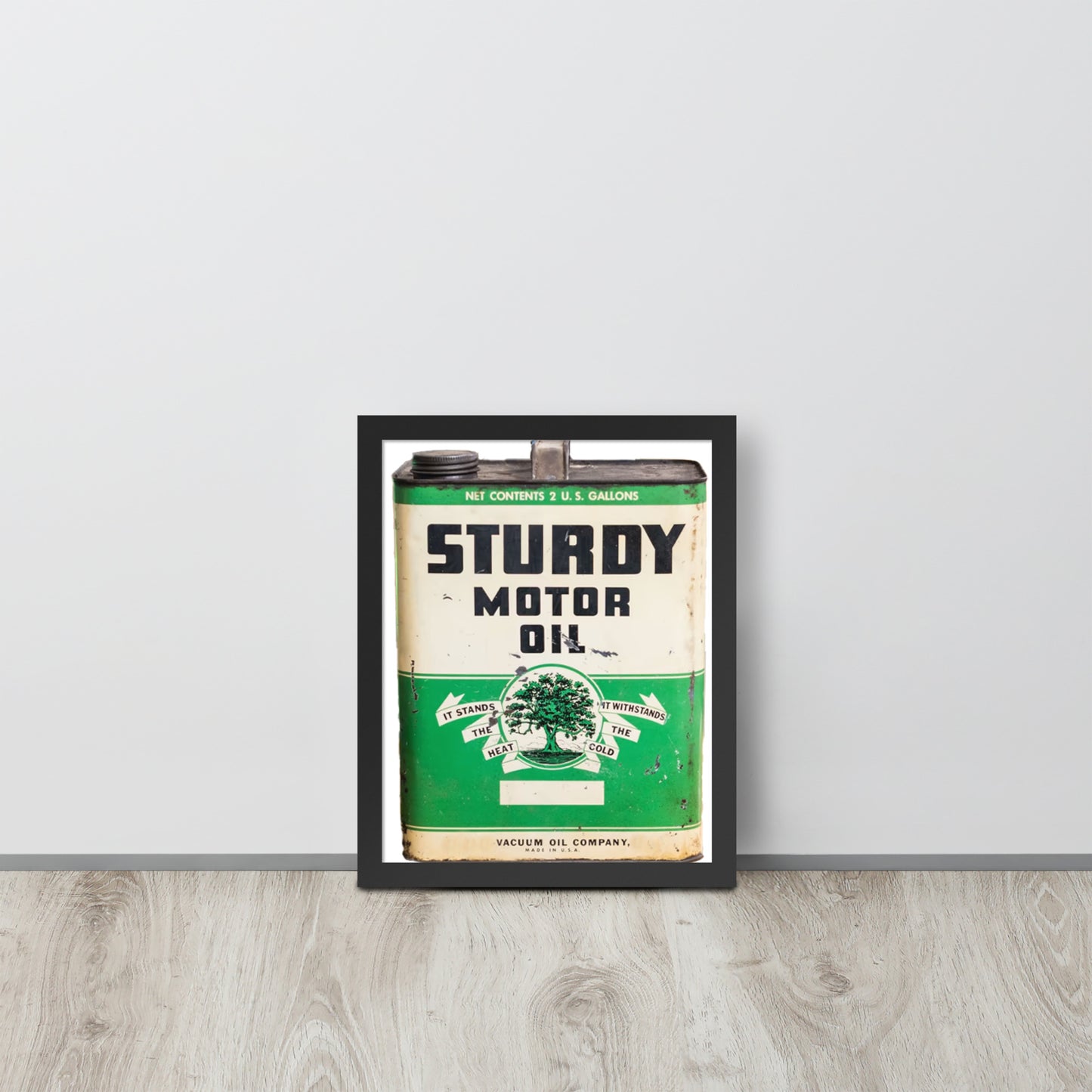 Vintage Sturdy Oil Can Patina Style Framed poster