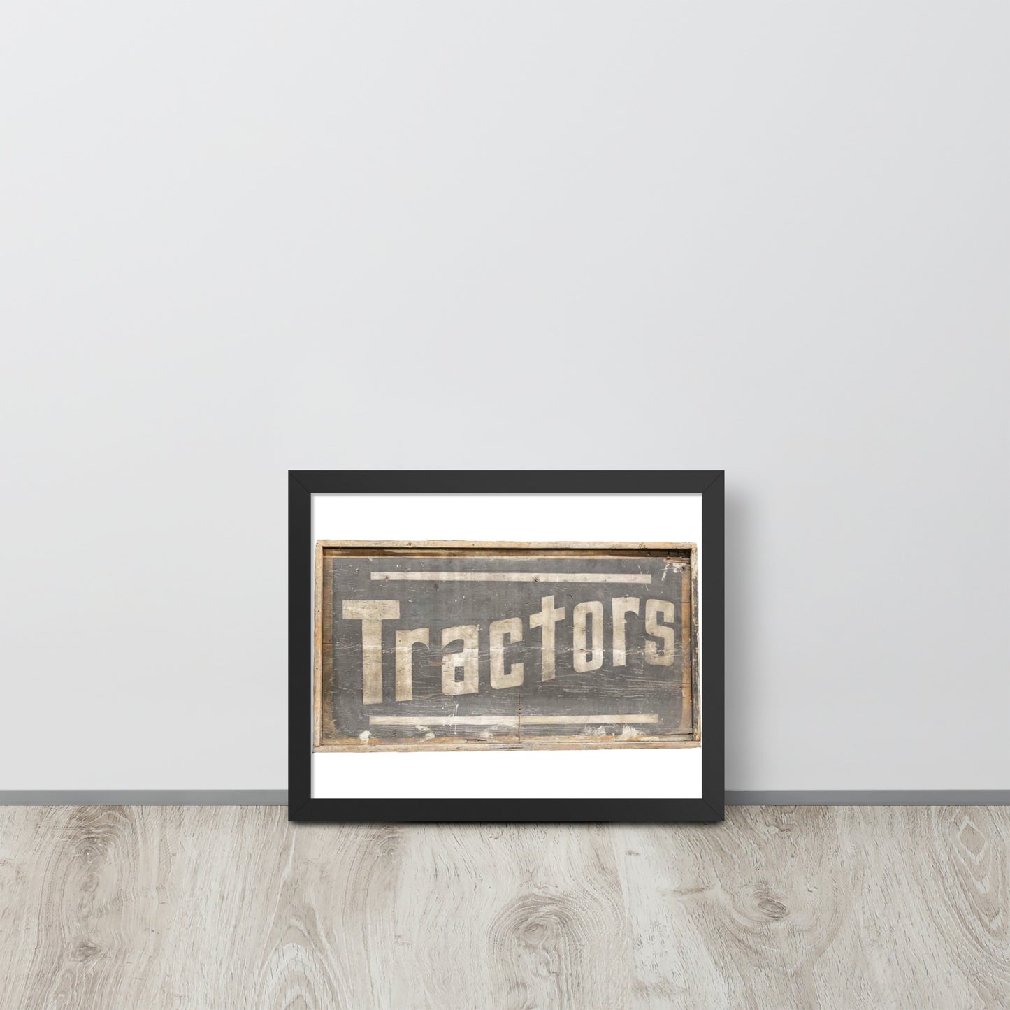 Retro Tractors Sign Wood Style Framed poster