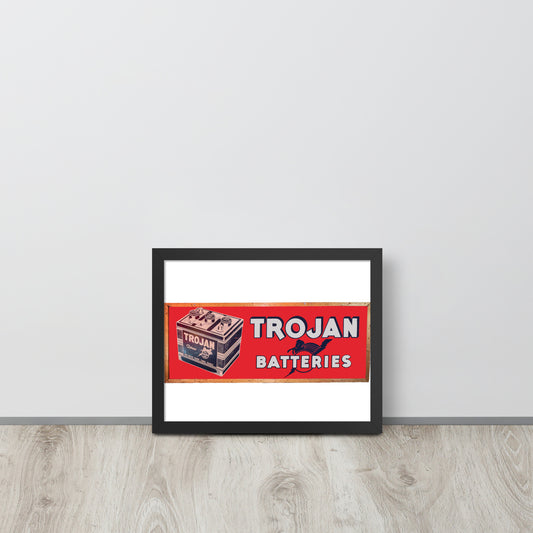 Vintage Trojan Battery Sign Framed poster