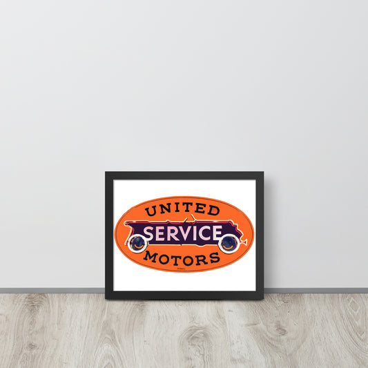 Vintage United Service Motor Neon Style Unlit Framed poster