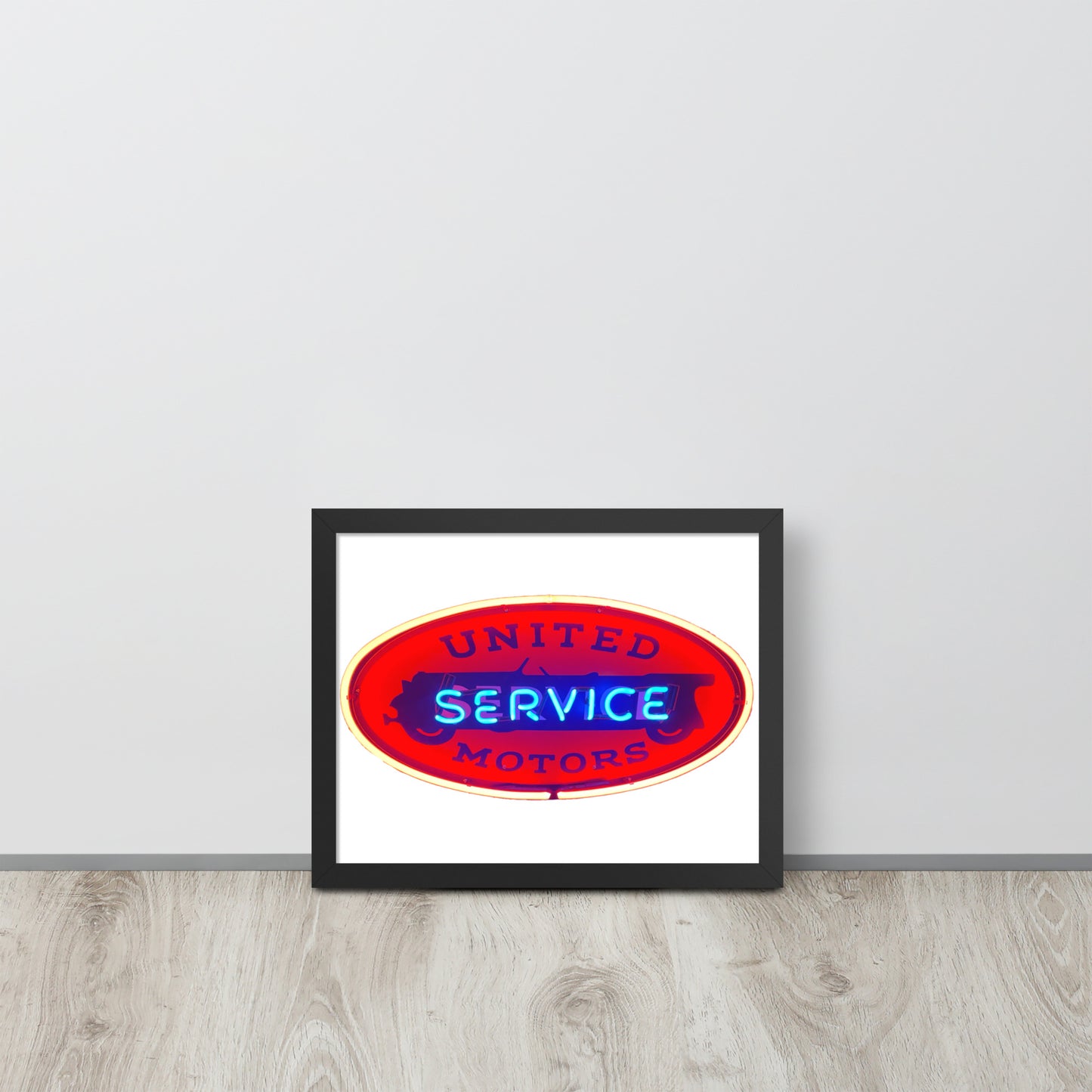 Vintage United Service Motor Neon Style Lit Framed poster