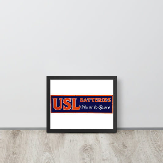 Retro USL Battery Tin Style Framed poster