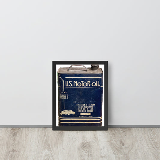 Vintage US Motor Oil Steel Gallon Style Framed poster