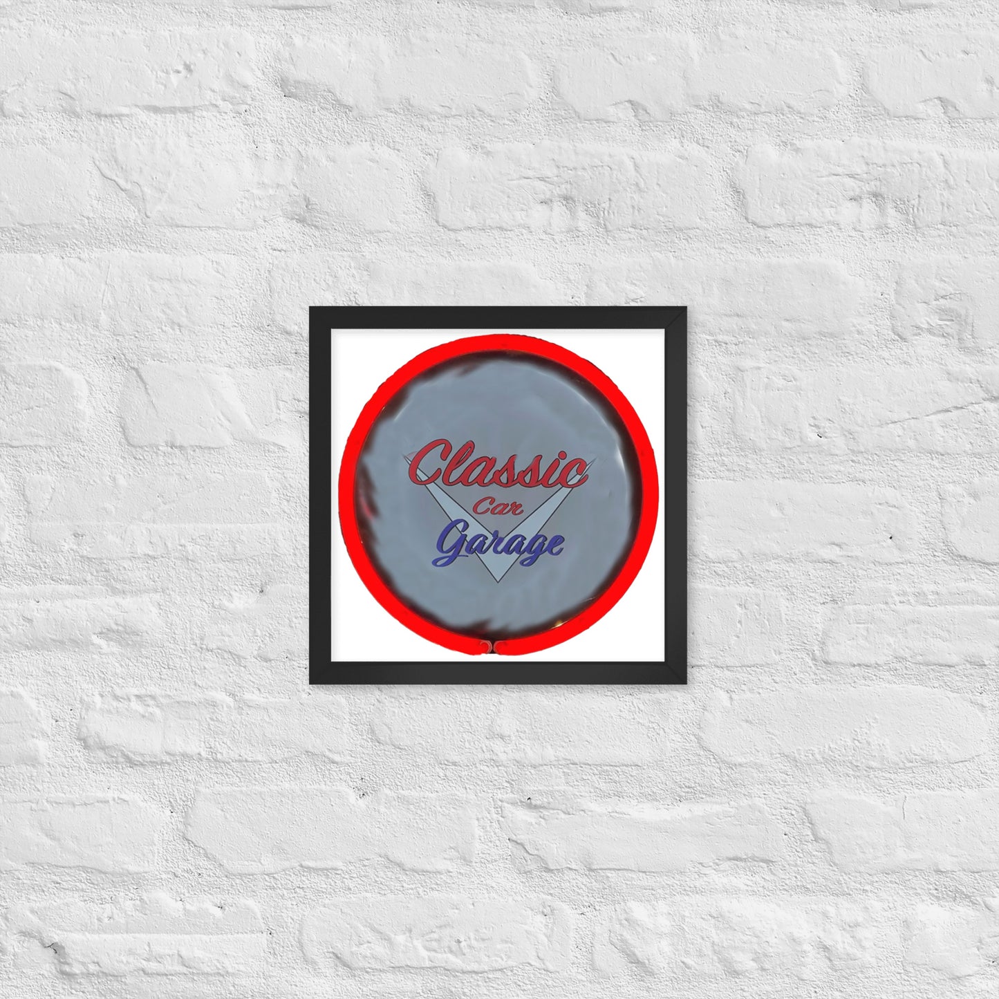 Classic Car Garage Neon Graffiti Style Framed poster