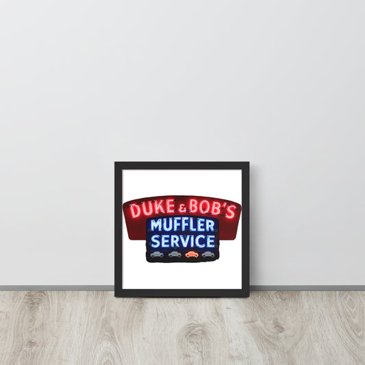 Duke + Bob Retro Neon Style Framed poster