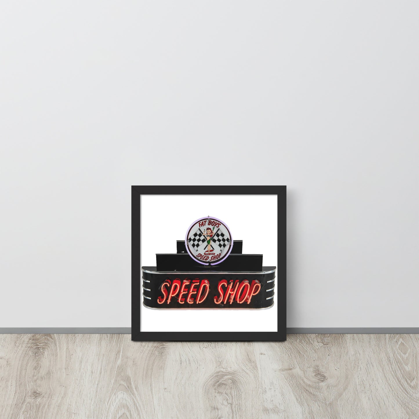 Vintage Neon Speed Shop Sign Framed poster