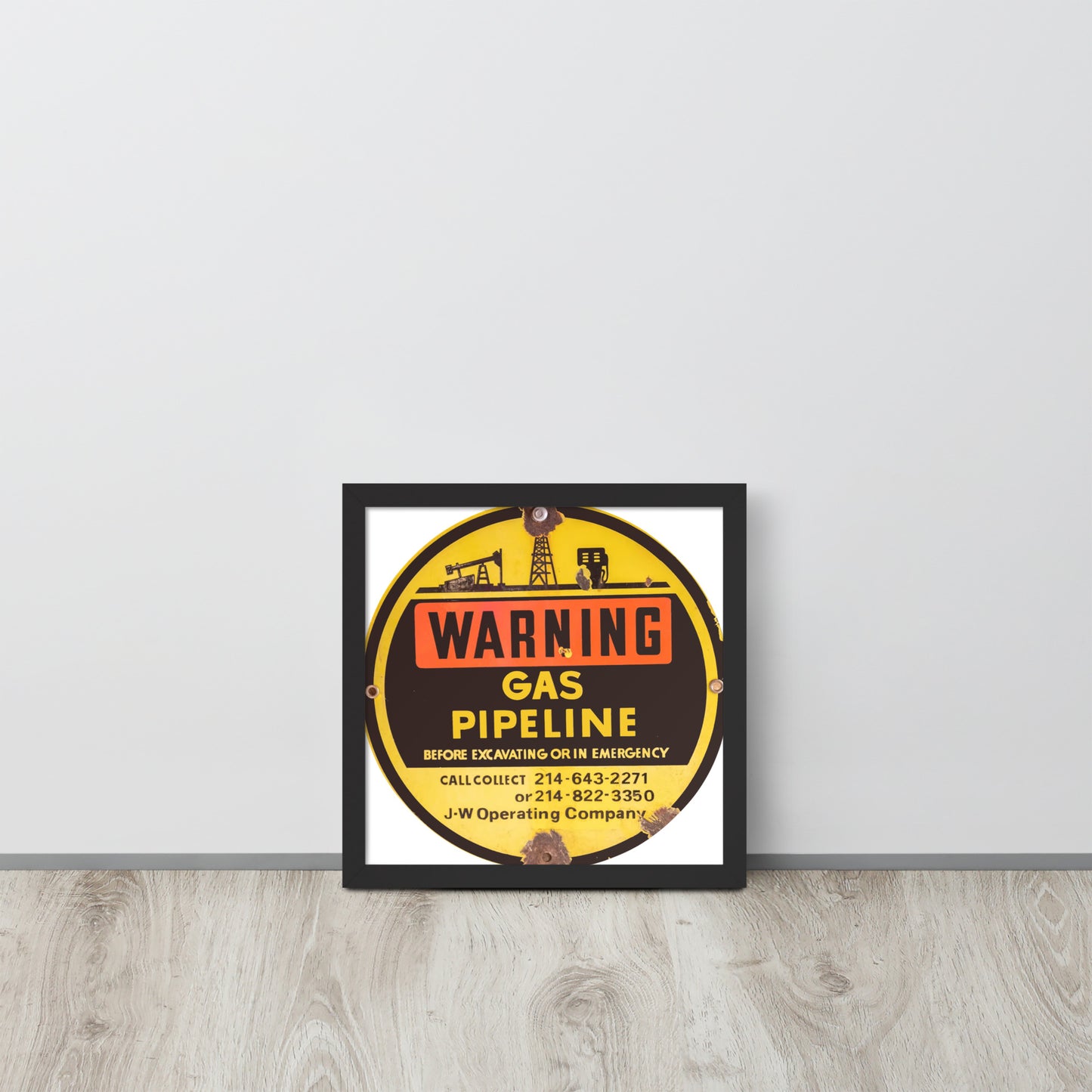 Retro Gas Warning Sign Tin Framed poster