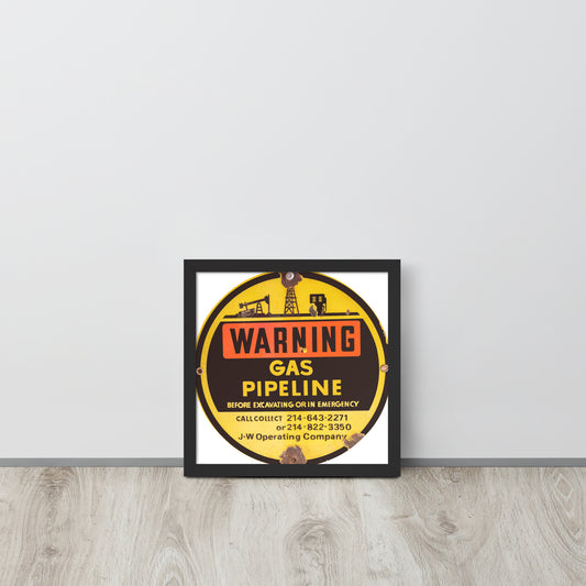 Retro Gas Warning Sign Tin Framed poster