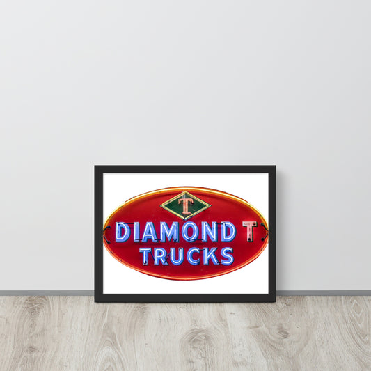 Diamond Trucks Retro Neon Sign Style Framed poster