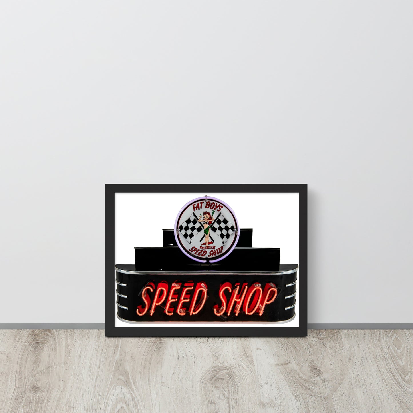 Vintage Neon Speed Shop Sign Framed poster