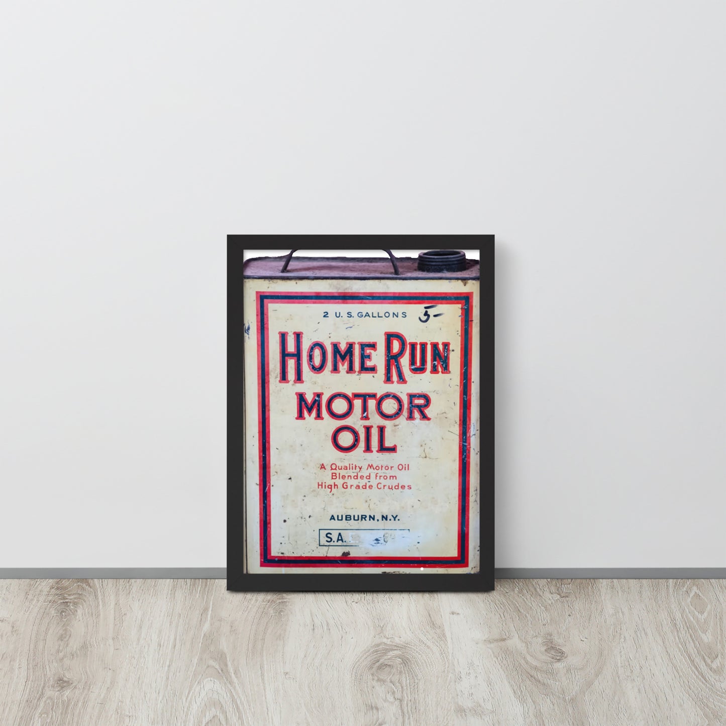 Vintage Home Run Oil Can Framed poster