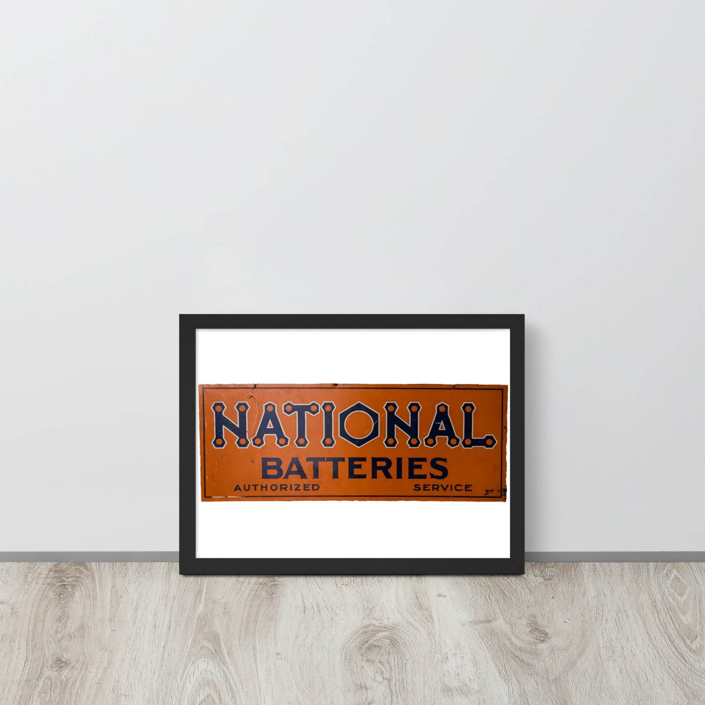 Retro National Battery Sign Patina Style Framed poster