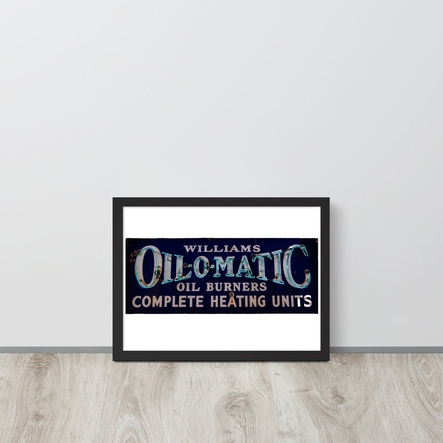 Vintage Oil O Matic Heating Neon Style Framed poster