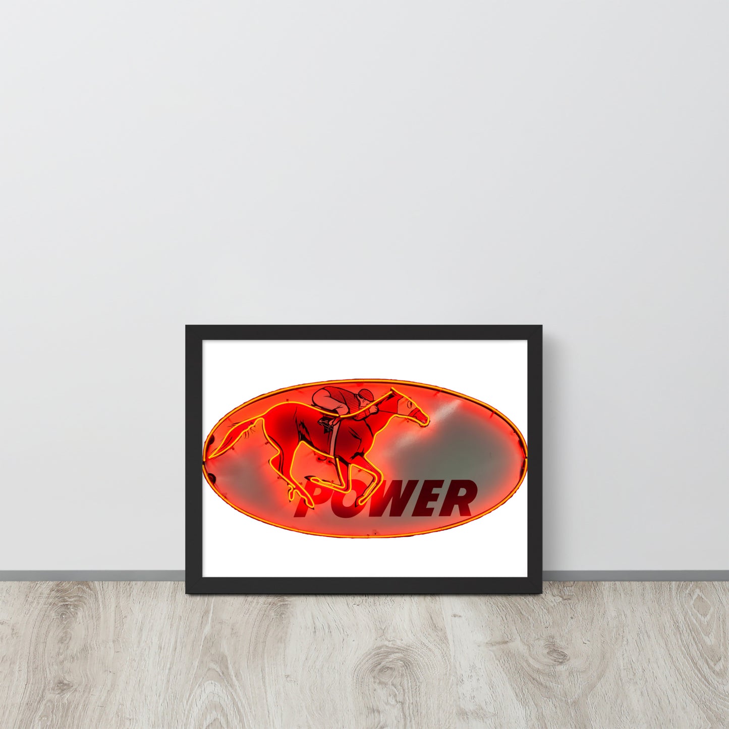 Retro Neon Sign Power Framed poster