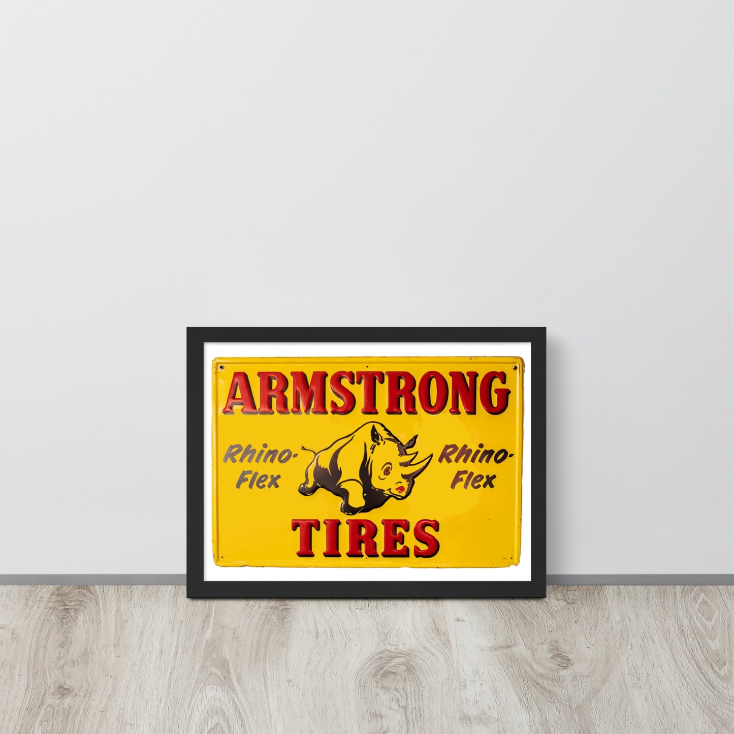 Retro Rhino Tire Sign Tin Style Framed poster