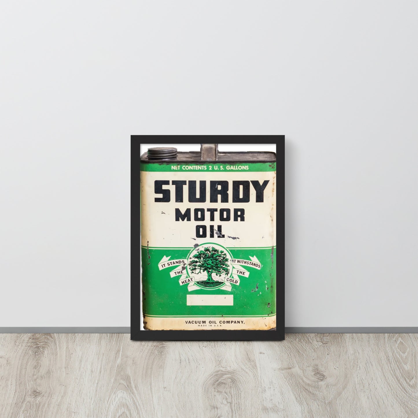 Vintage Sturdy Oil Can Patina Style Framed poster