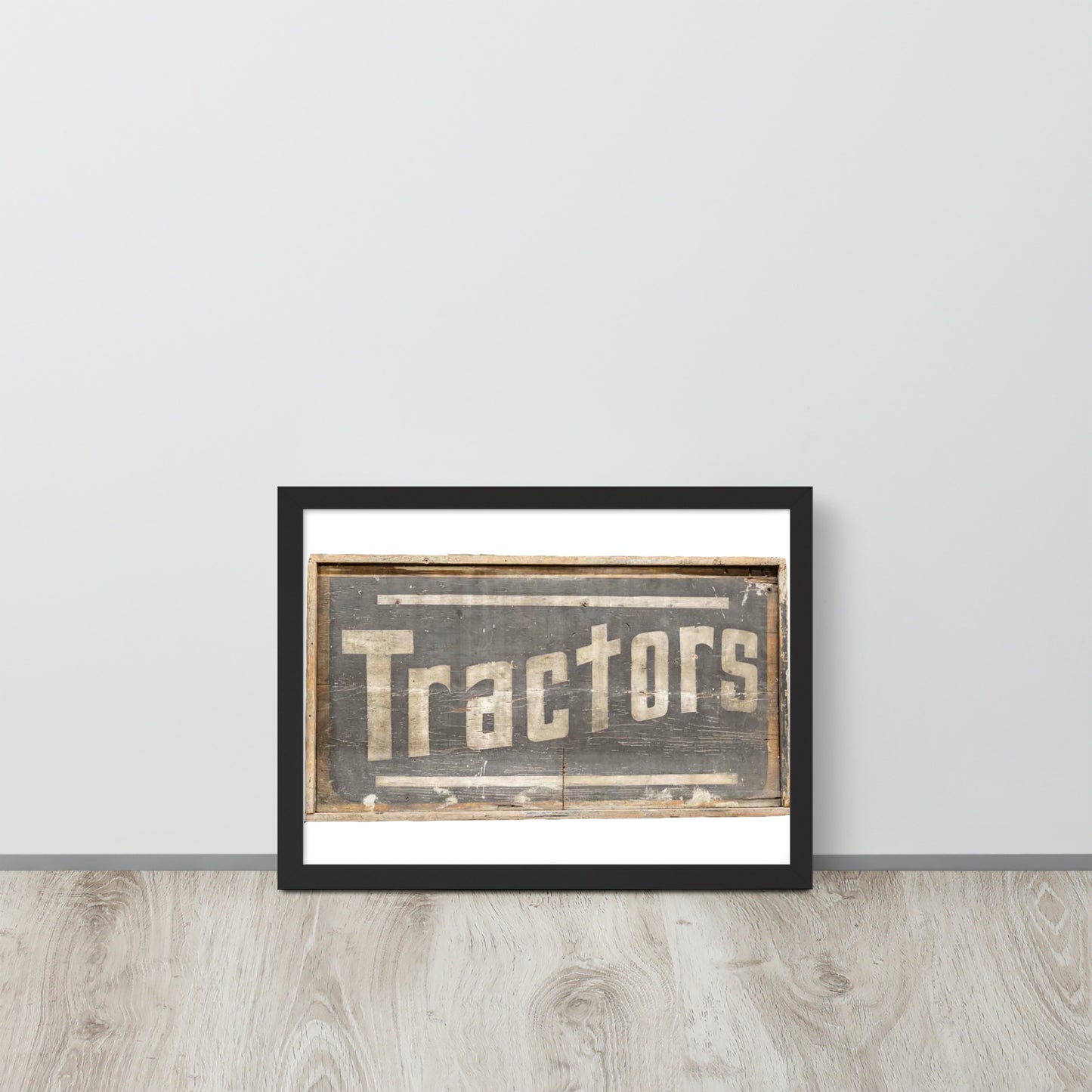 Retro Tractors Sign Wood Style Framed poster