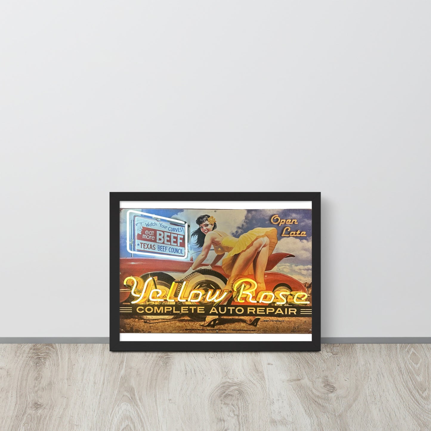 Vintage Auto Repair Neon Sign Style Framed poster