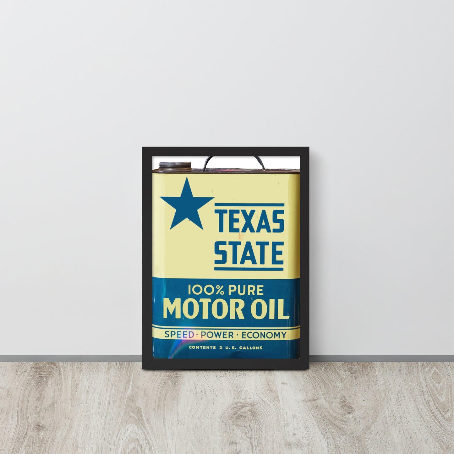 Vintage Texas Motor Oil Can Gallon Design Framed poster