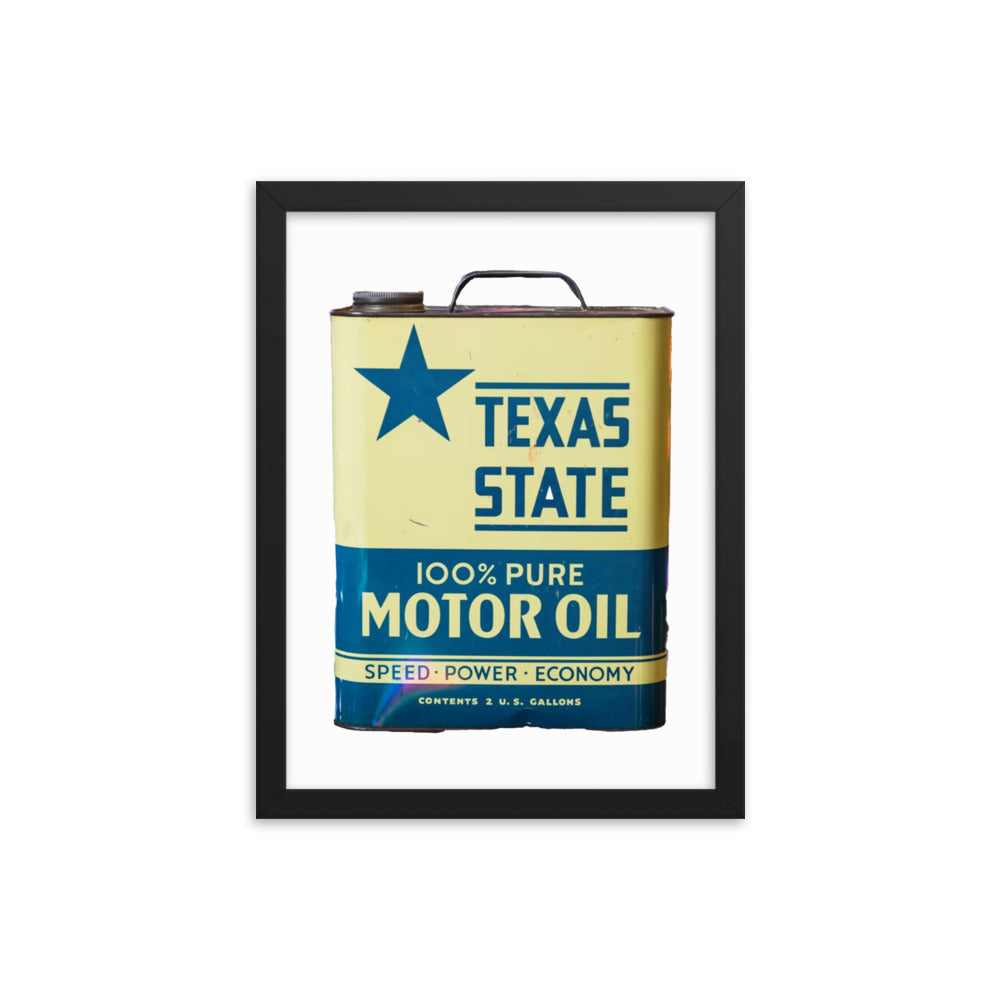 Texas State Motor Oil Steel Gallon Design Framed poster