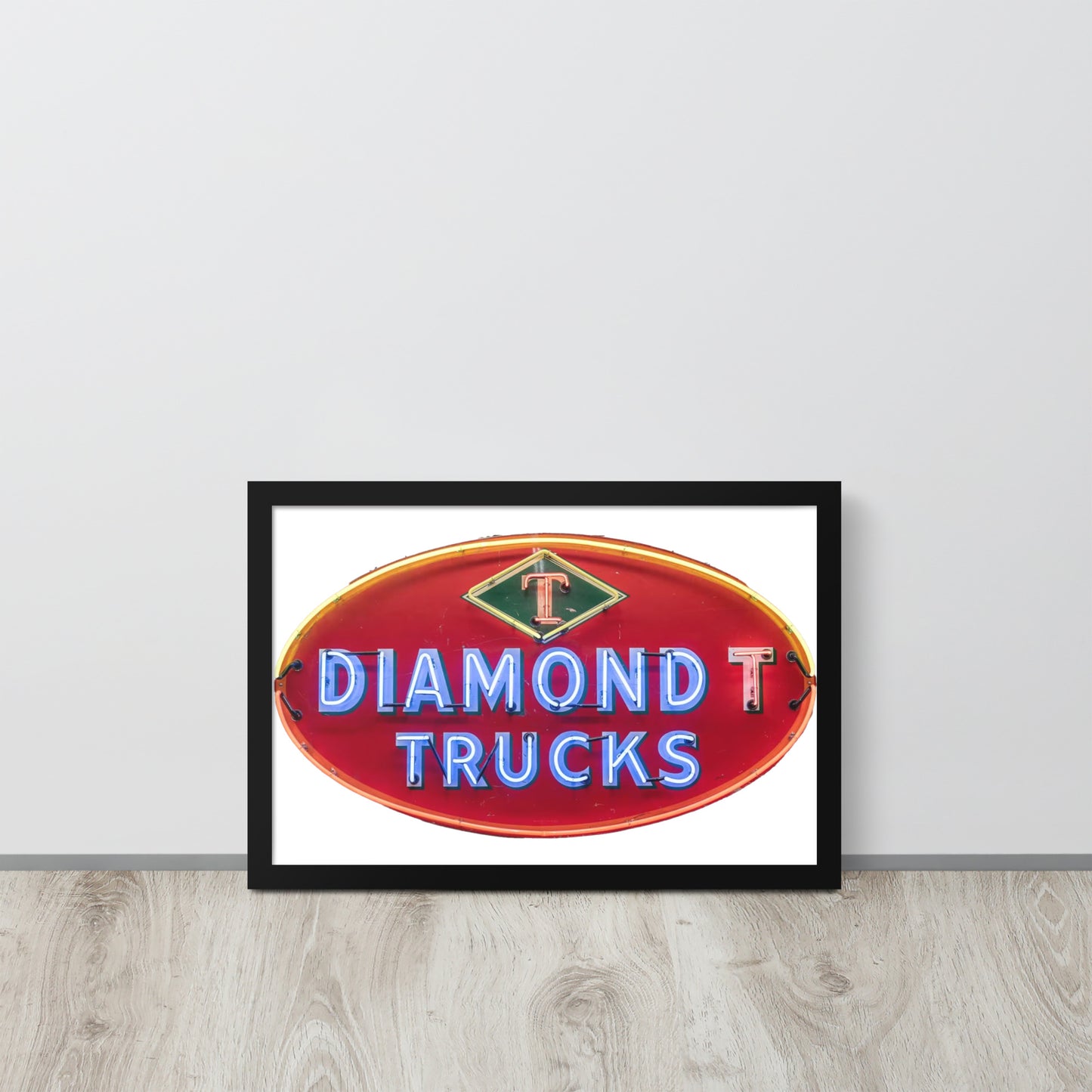 Diamond Trucks Retro Neon Sign Style Framed poster