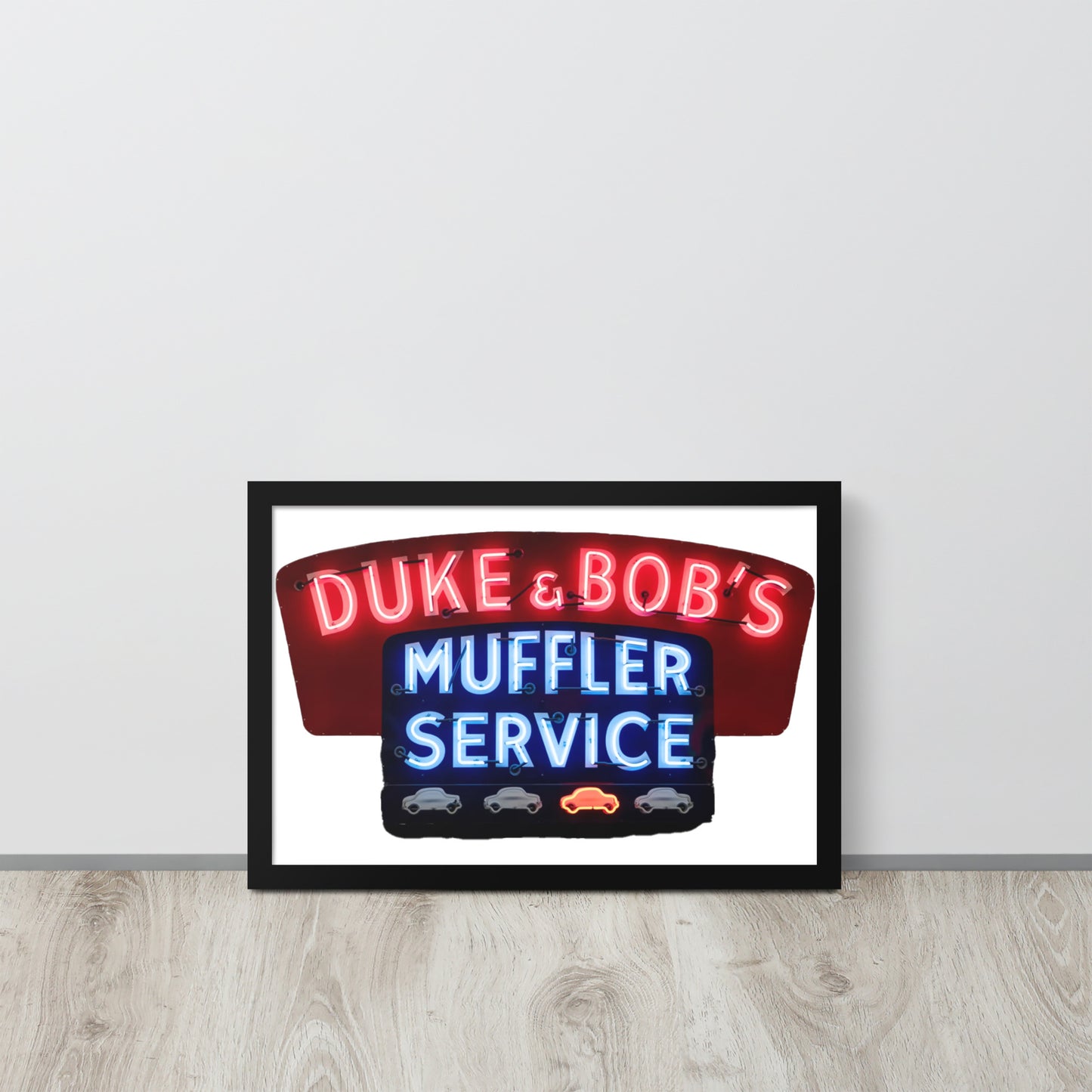 Duke + Bob Retro Neon Style Framed poster