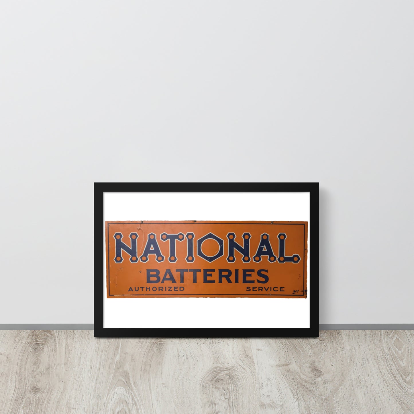 Retro National Battery Sign Patina Style Framed poster