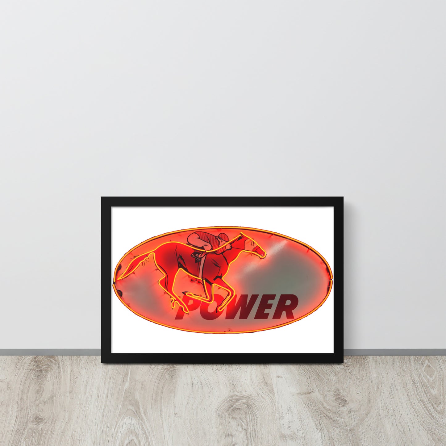 Retro Neon Sign Power Framed poster