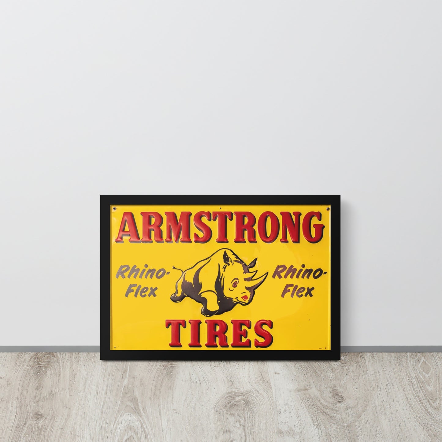 Retro Rhino Tire Sign Tin Style Framed poster