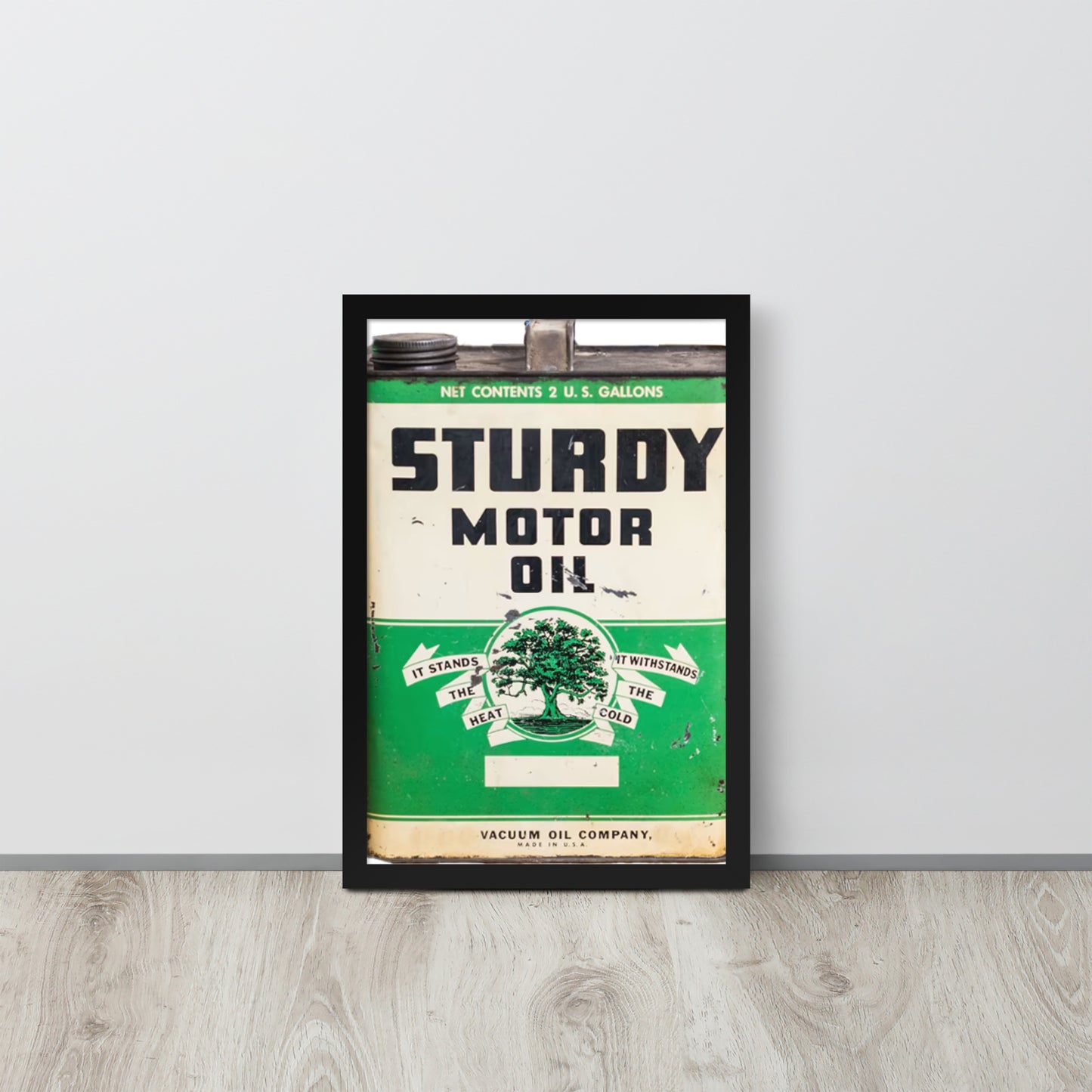 Vintage Sturdy Oil Can Patina Style Framed poster