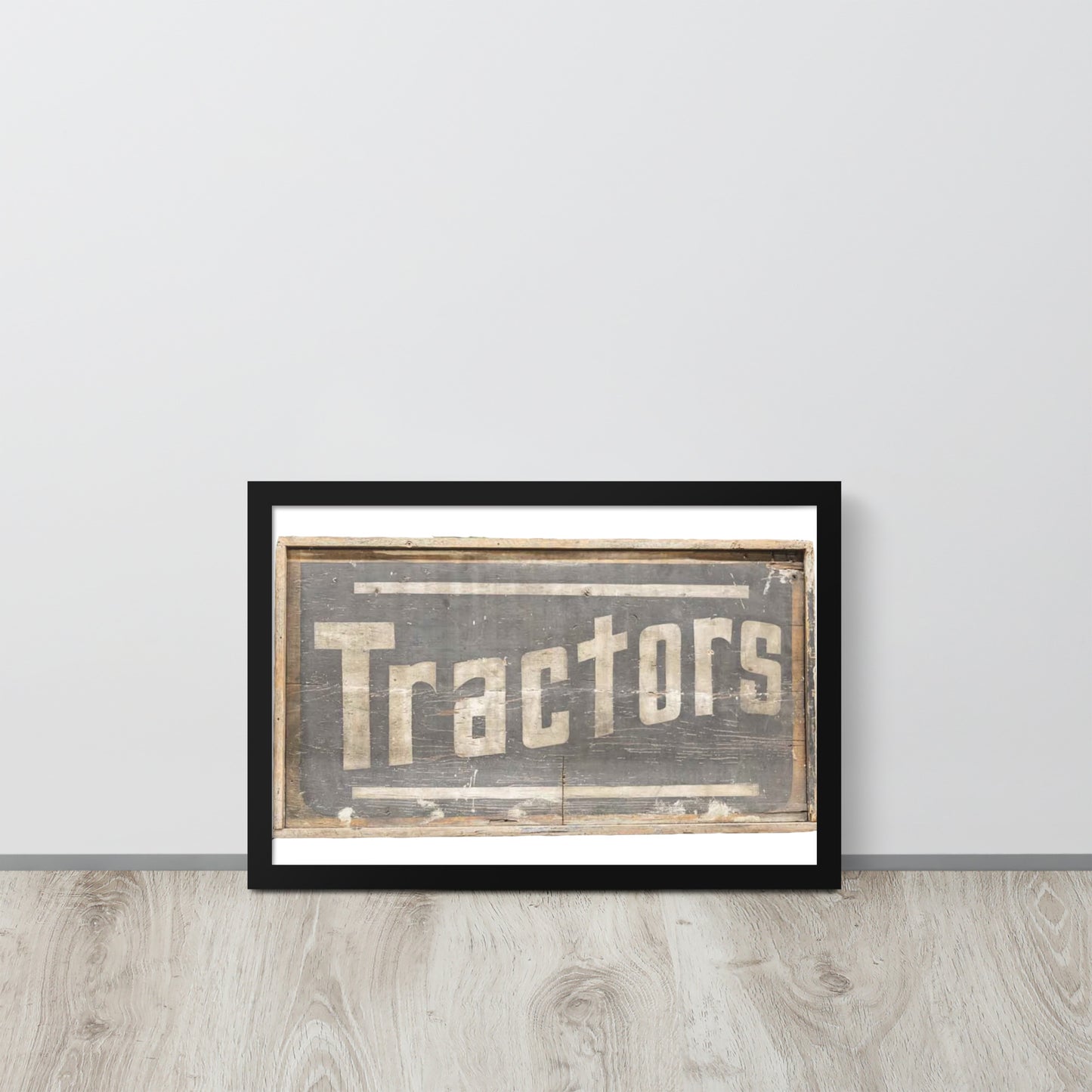 Retro Tractors Sign Wood Style Framed poster