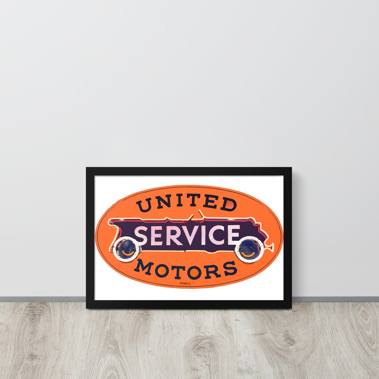 Vintage United Service Motor Neon Style Unlit Framed poster